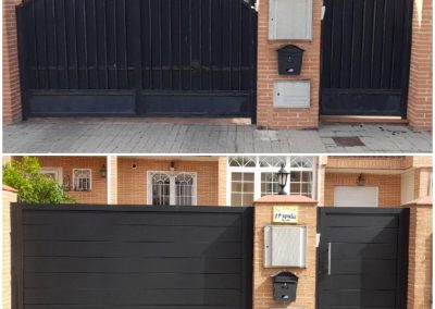 Trabajos antes y despues puertas de aluminio soldado Aluminios Martín